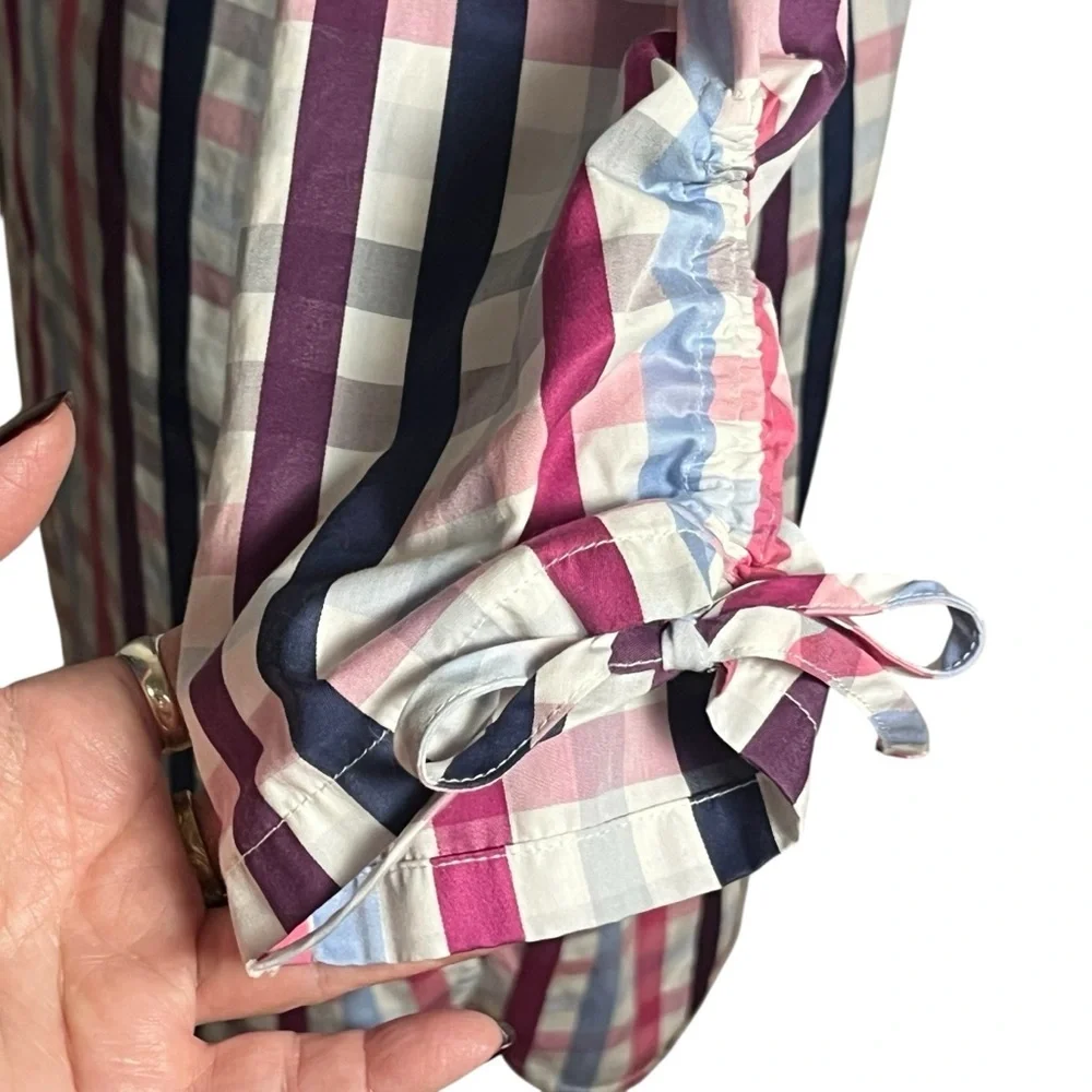 Anne Fontaine “Arielle” Plaid Cotton Shirt Dress Multicolor Button Front. Size 6 - Picture 3 of 12